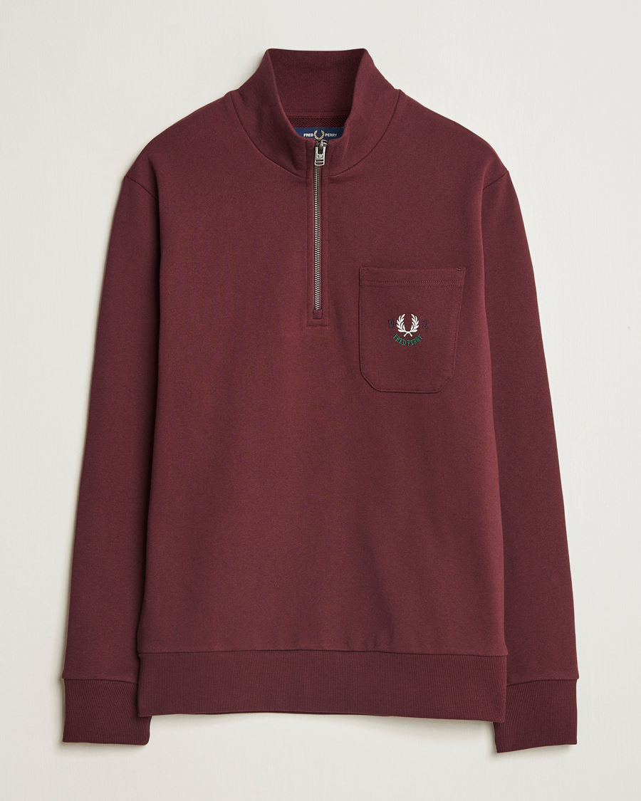Hombres | Jerséis y prendas de punto | Fred Perry | Embroidered Champion Half Zip Oxblood