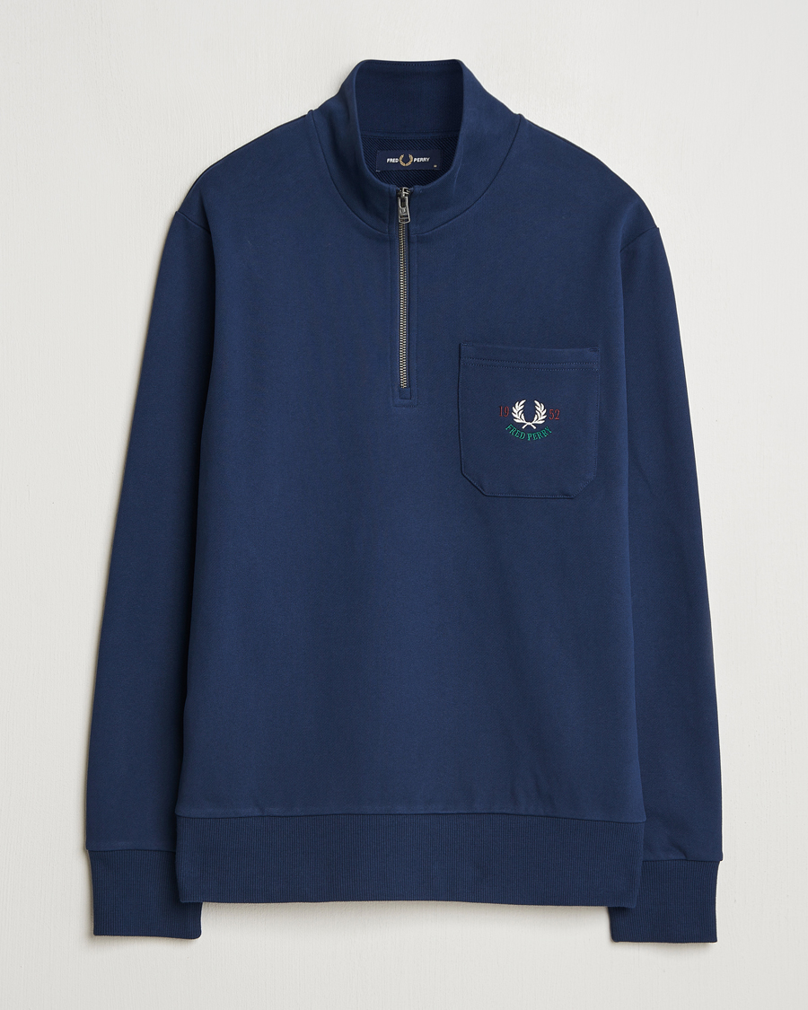 Hombres | Jerséis y prendas de punto | Fred Perry | Embroidered Champion Half Zip Tennis Blue