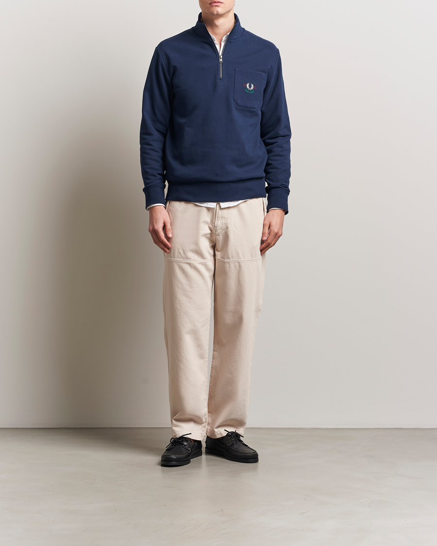 Hombres | Jerséis y prendas de punto | Fred Perry | Embroidered Champion Half Zip Tennis Blue