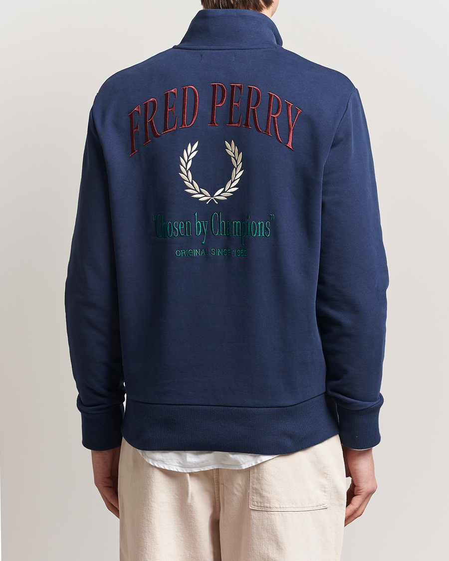 Hombres | Jerséis y prendas de punto | Fred Perry | Embroidered Champion Half Zip Tennis Blue