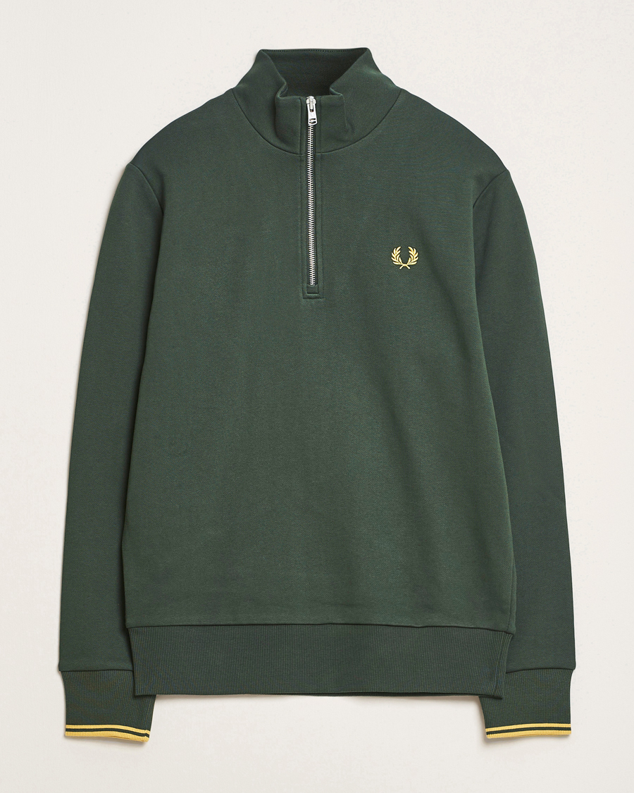 Hombres | Jerséis y prendas de punto | Fred Perry | Half Zip Sweatshirt Court Green