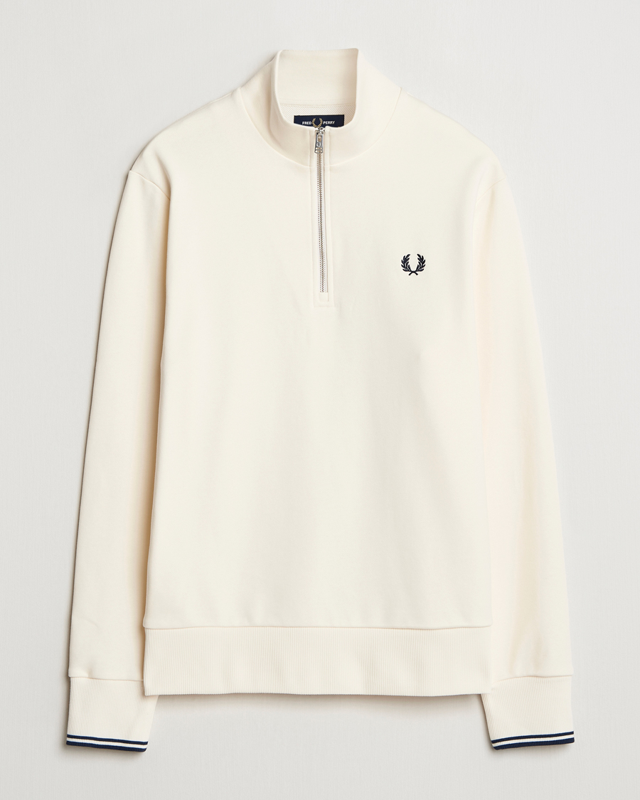 Hombres | Jerséis y prendas de punto | Fred Perry | Half Zip Sweatshirt Ecru