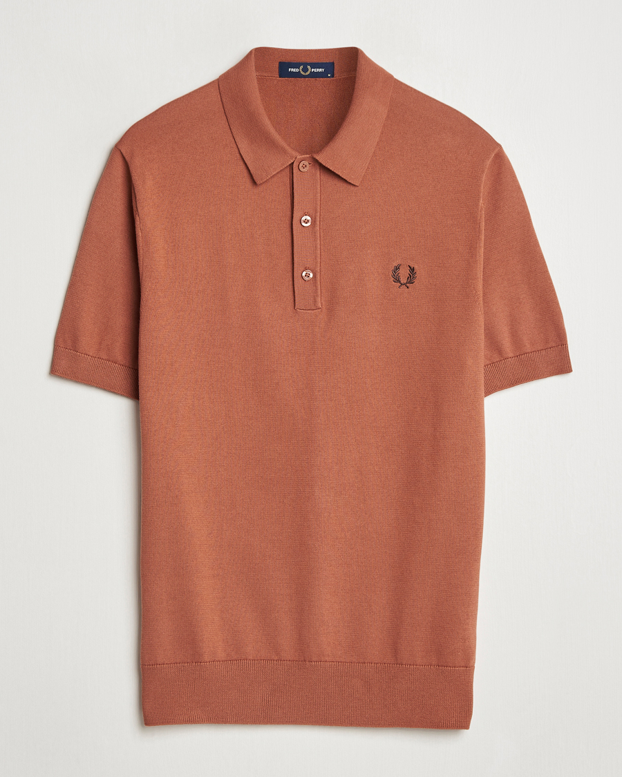 Hombres | Polos | Fred Perry | Cotton Knitted Polo Cinnamon Brown