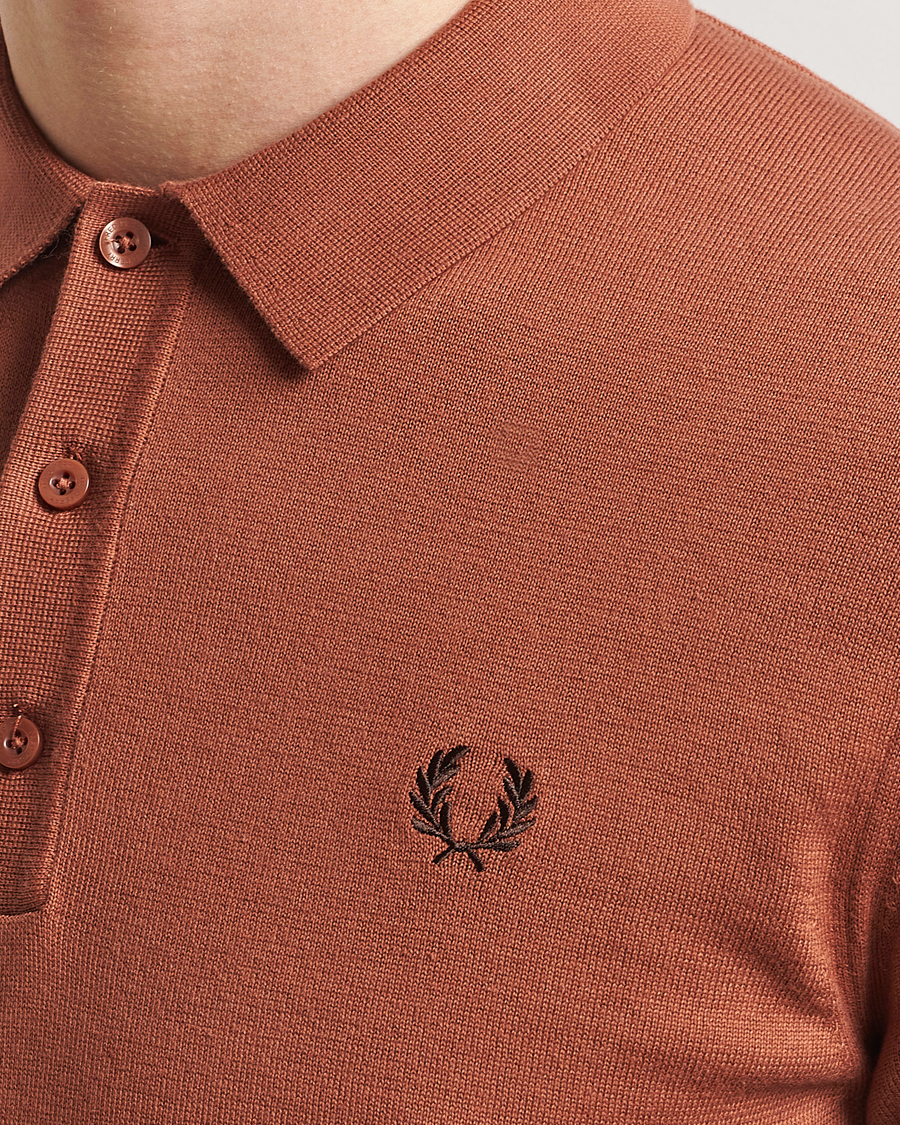 Hombres | Polos | Fred Perry | Cotton Knitted Polo Cinnamon Brown