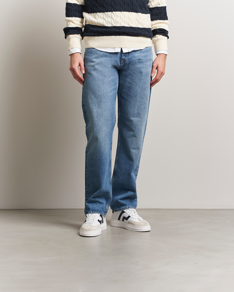 Hombres | GANT Cuzmoon Leather Sneaker White/Marine | GANT | Cuzmoon Leather Sneaker White/Marine