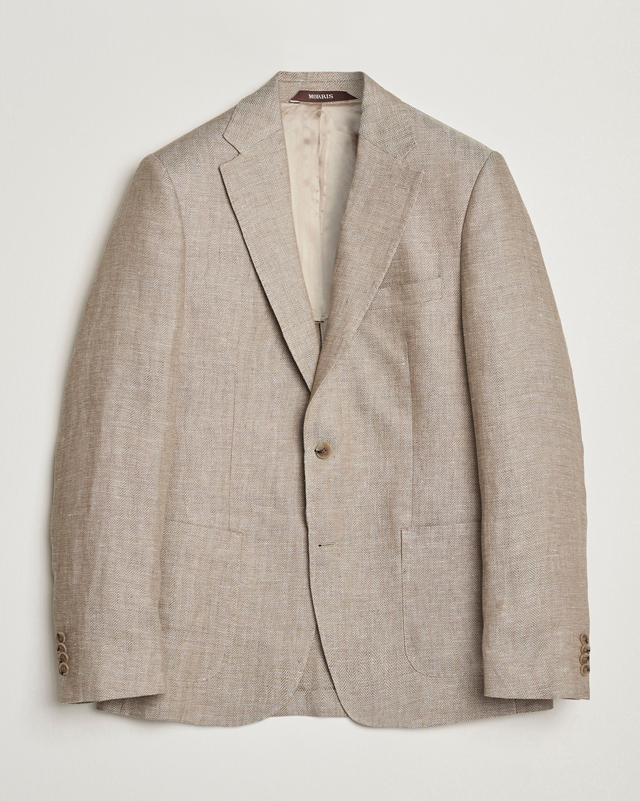 Hombres | Blazers | Morris | Heritage Linen Herringbone Blazer Beige