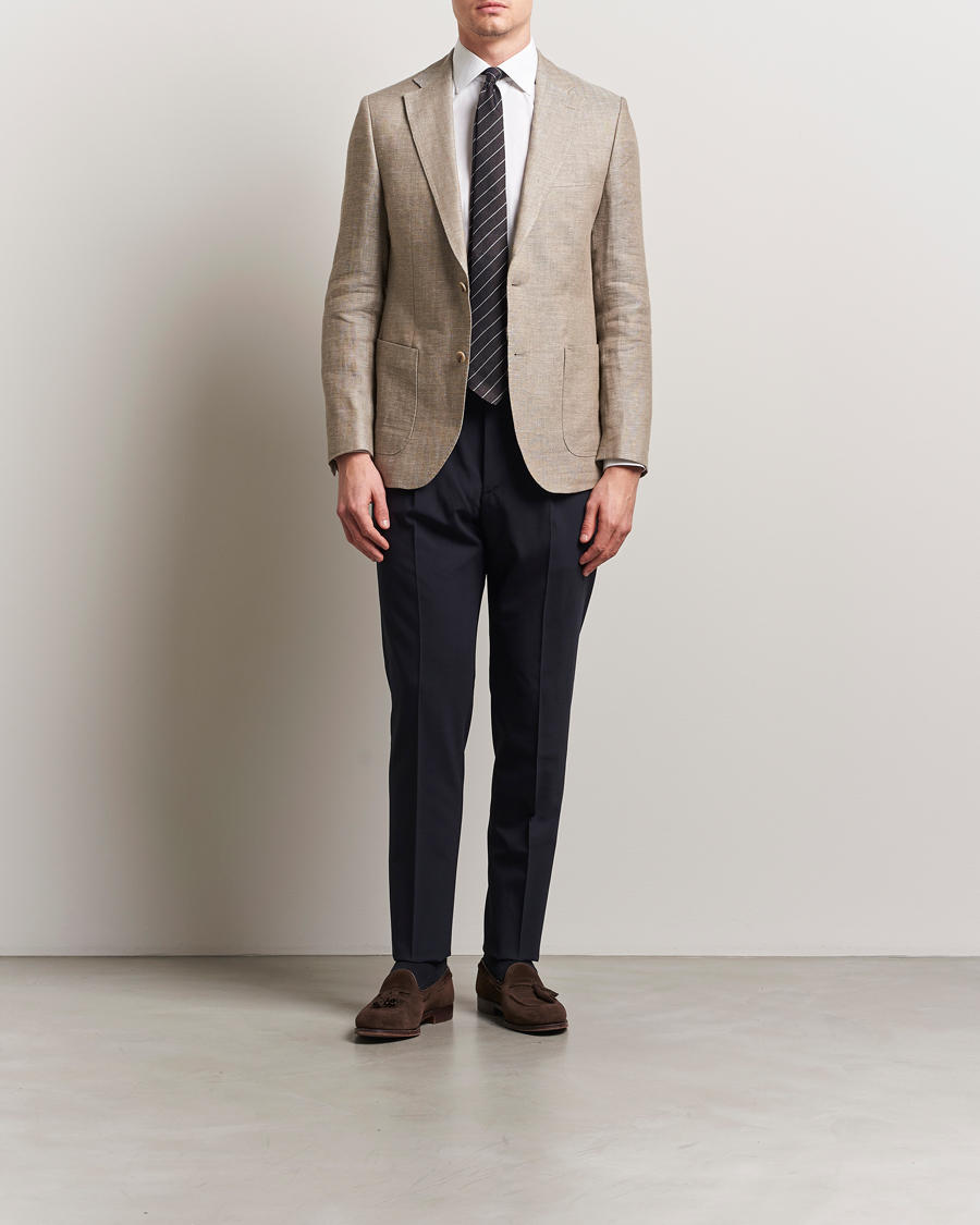 Hombres | Blazers | Morris | Heritage Linen Herringbone Blazer Beige