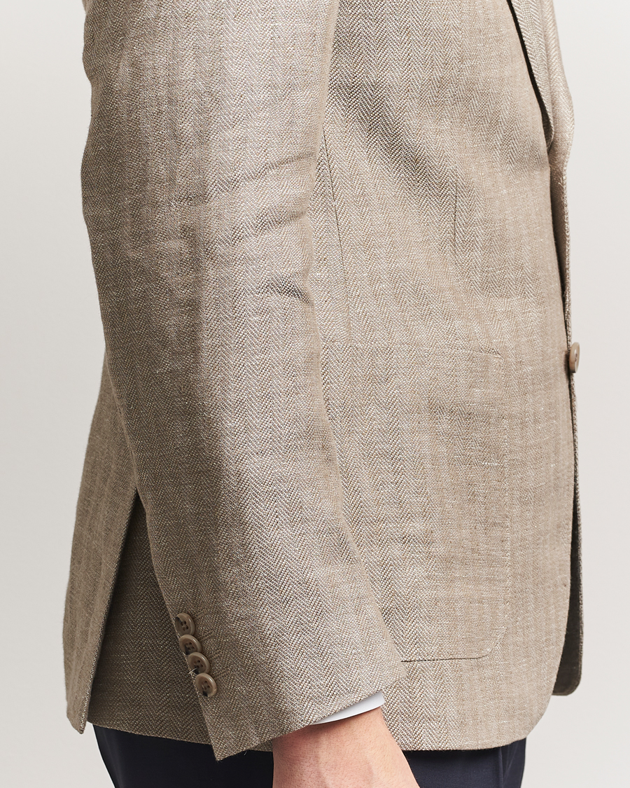 Hombres | Blazers | Morris | Heritage Linen Herringbone Blazer Beige