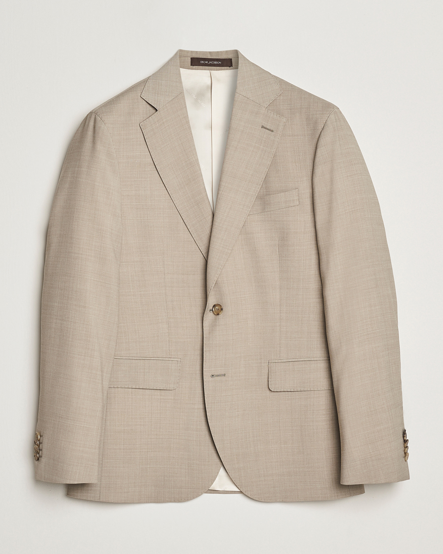 Hombres | Blazers | Oscar Jacobson | Fogerty Wool Stretch Suit Blazer Beige