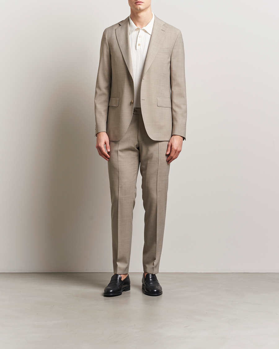 Hombres | Blazers | Oscar Jacobson | Fogerty Wool Stretch Suit Blazer Beige