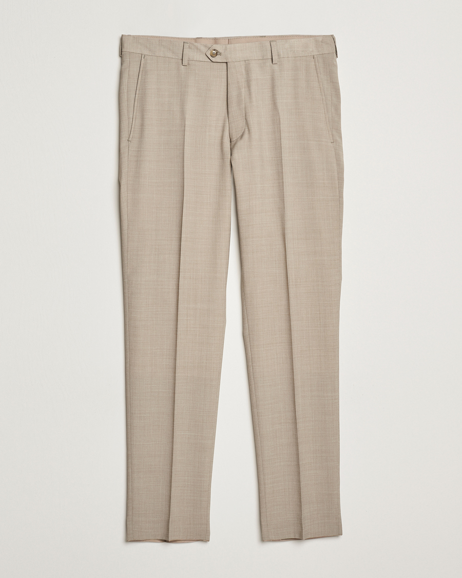 Hombres | Pantalones | Oscar Jacobson | Denz Wool Stretch Suit Trousers Beige