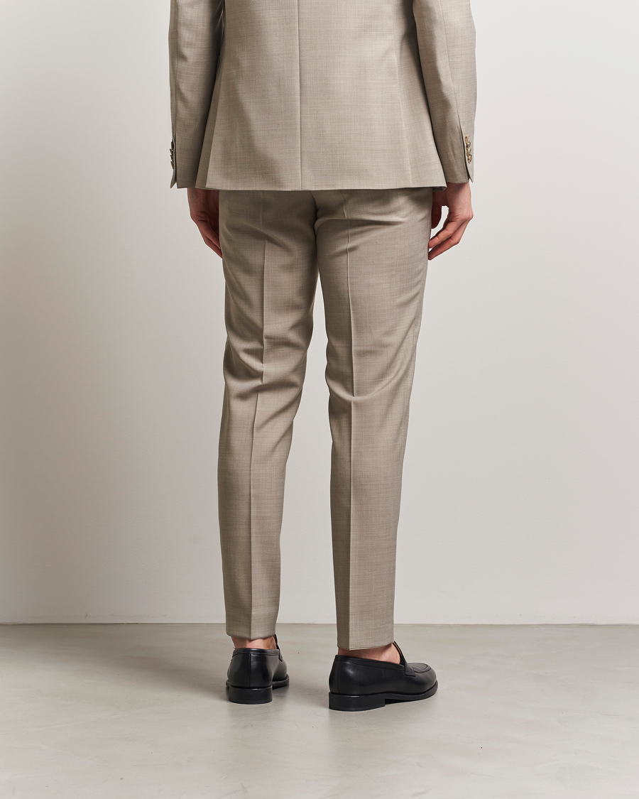 Hombres | Pantalones | Oscar Jacobson | Denz Wool Stretch Suit Trousers Beige