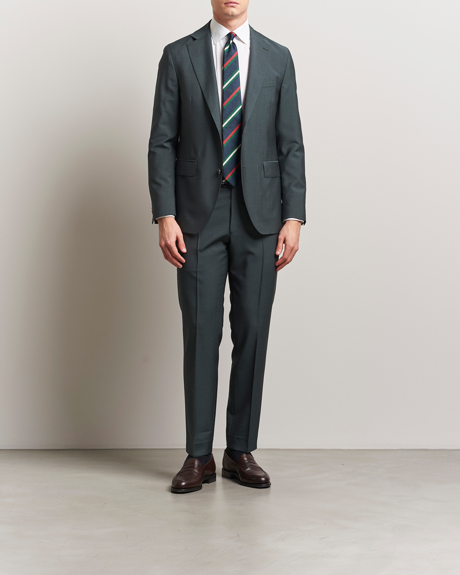 Hombres | Pantalones | Oscar Jacobson | Dandy Wool/Mohair Suit Trousers Green