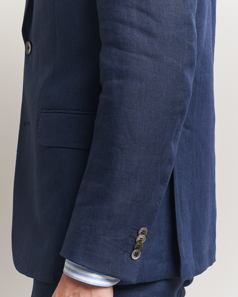 Hombres | Blazers | Oscar Jacobson | Ferry Soft Linen Blazer Navy