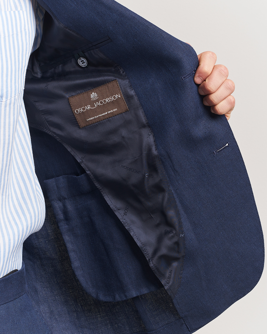 Hombres | Blazers | Oscar Jacobson | Ferry Soft Linen Blazer Navy