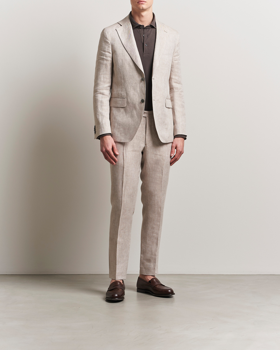 Hombres | Blazers | Oscar Jacobson | Ferry Soft Linen Blazer Beige