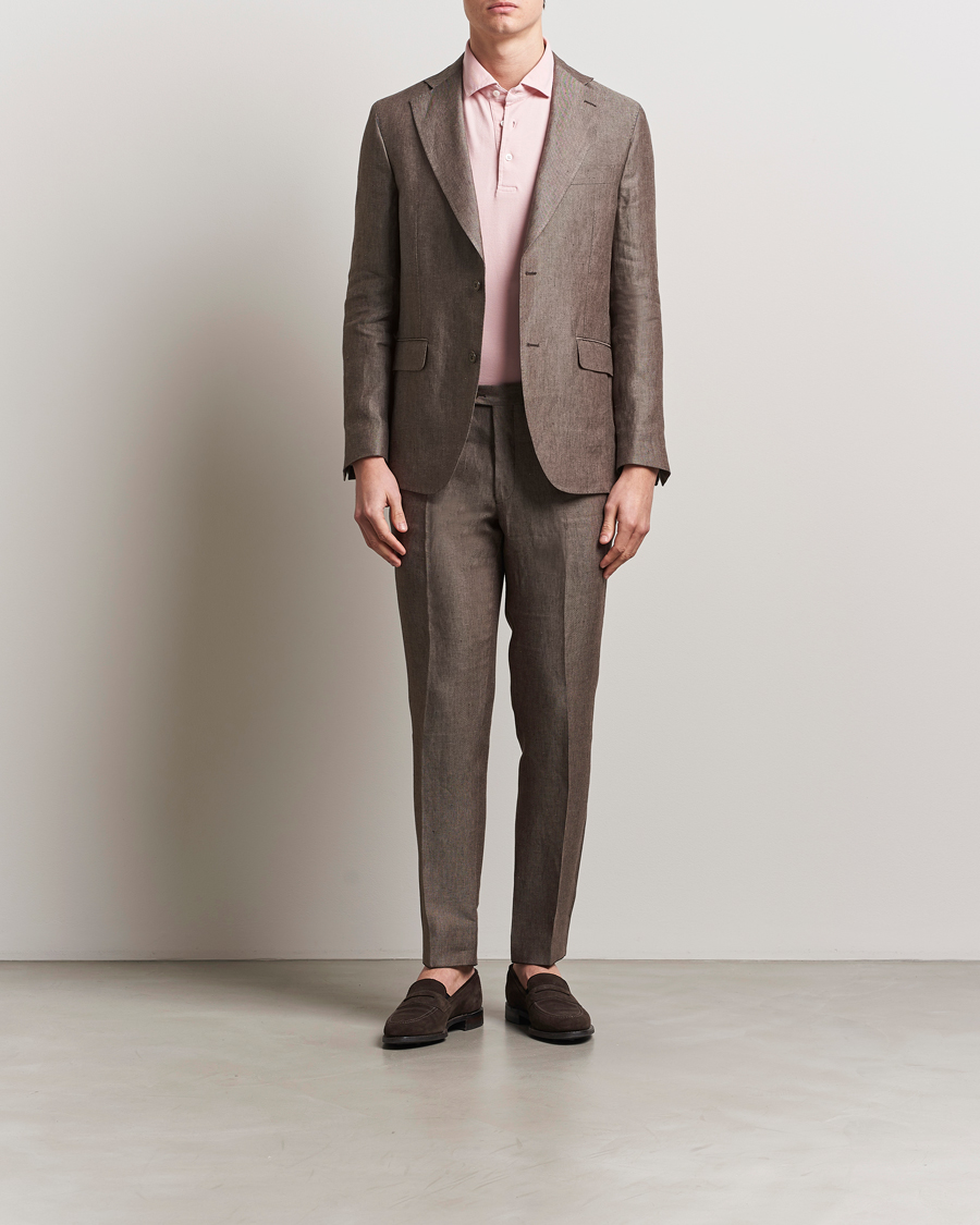 Hombres | Blazers | Oscar Jacobson | Ferry Soft Linen Blazer Brown
