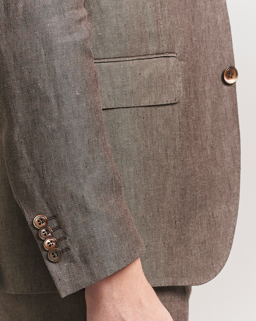 Hombres | Blazers | Oscar Jacobson | Ferry Soft Linen Blazer Brown