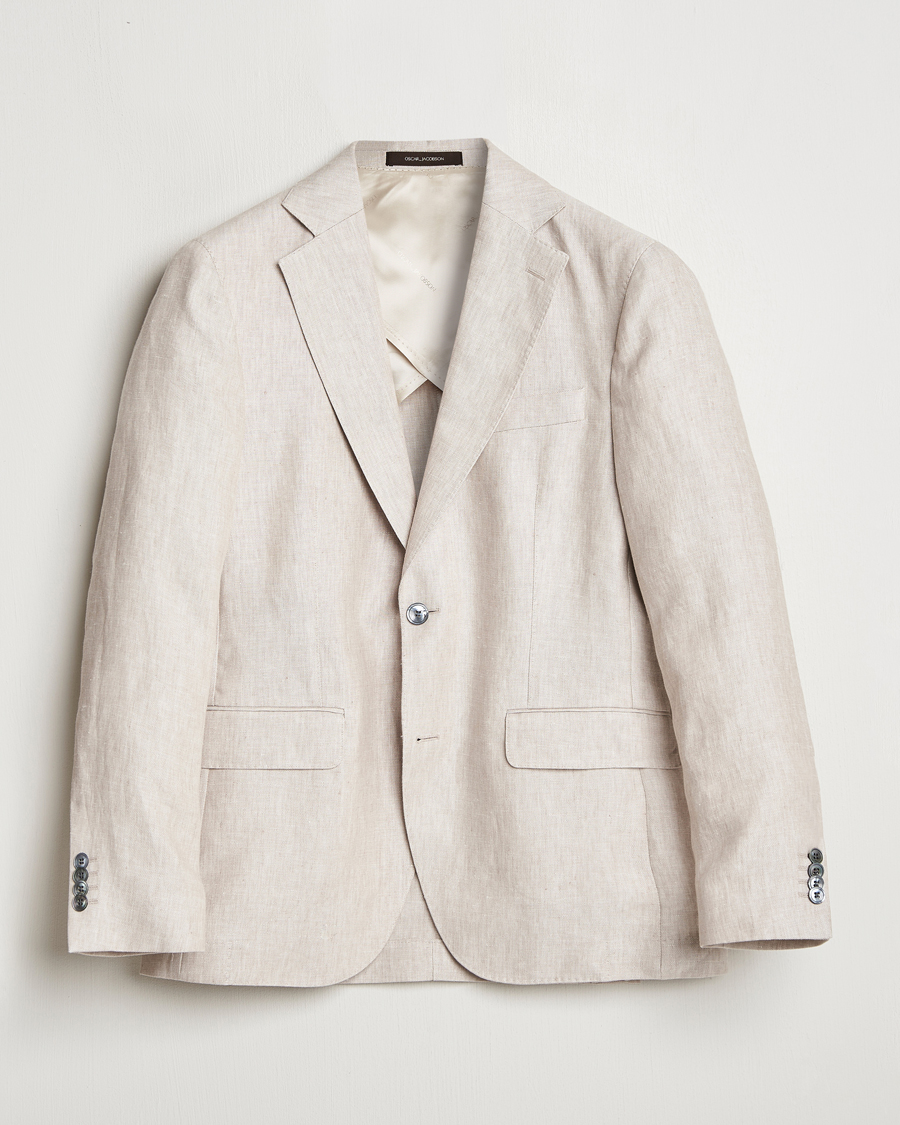 Hombres | Blazers | Oscar Jacobson | Ferry Soft Linen Blazer Off White
