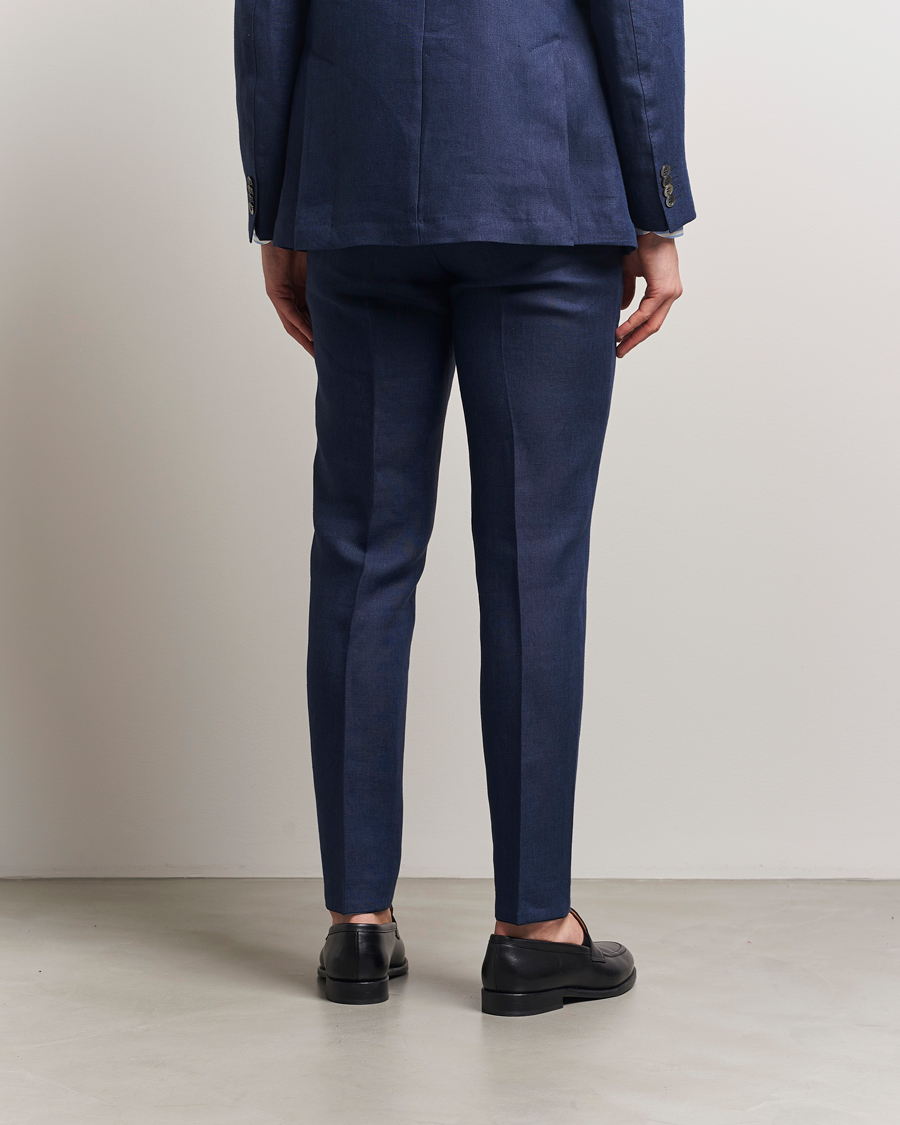 Hombres | Pantalones | Oscar Jacobson | Denz Linen Trousers Navy