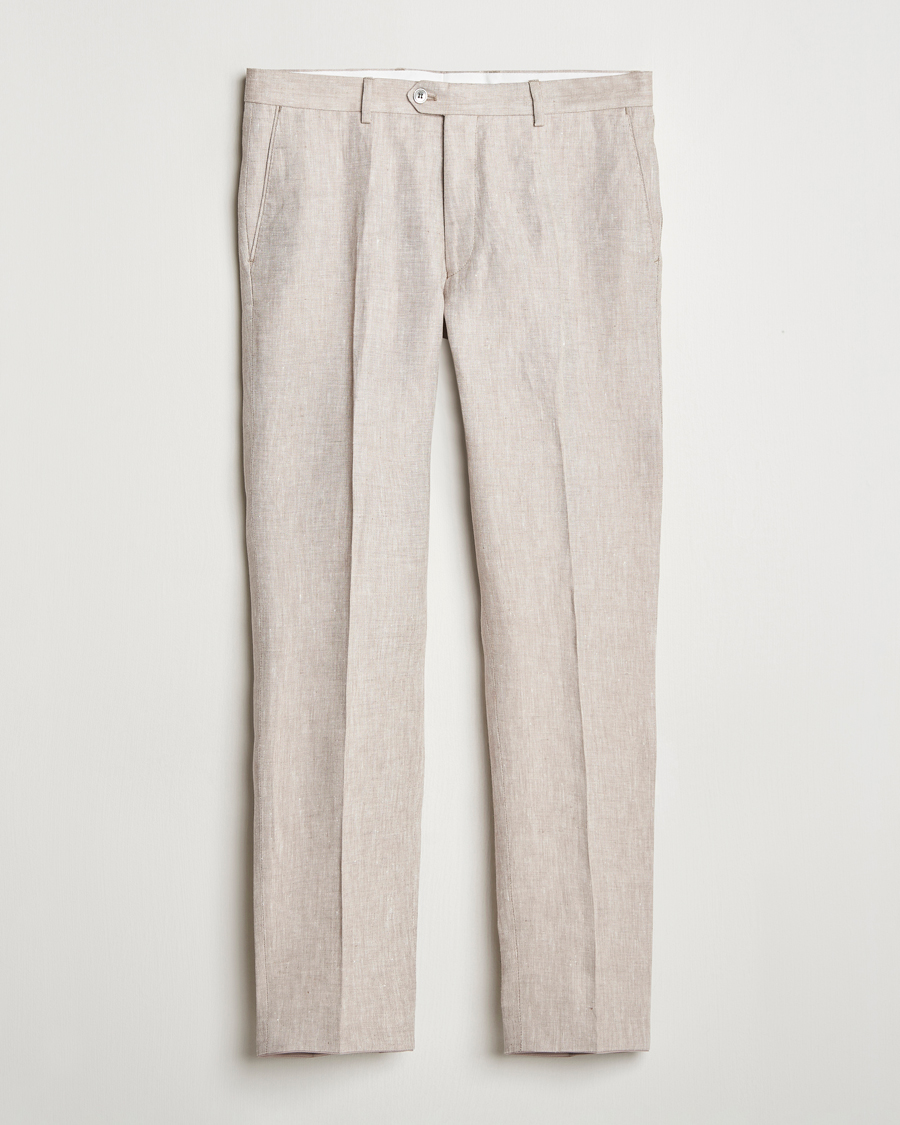 Hombres | Pantalones | Oscar Jacobson | Denz Linen Trousers Beige