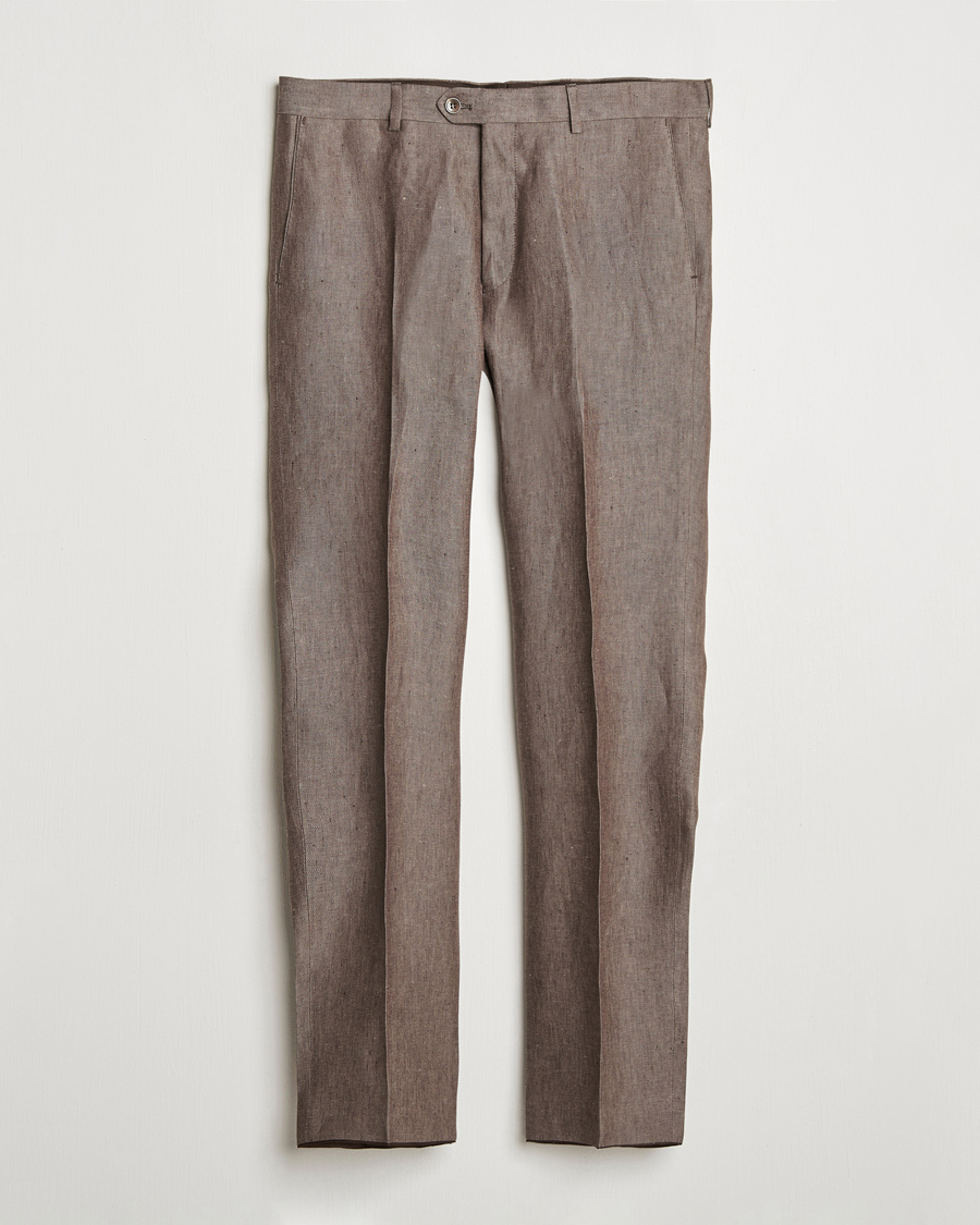 Hombres | Pantalones | Oscar Jacobson | Denz Linen Trousers Brown