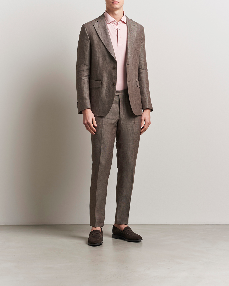 Hombres | Pantalones | Oscar Jacobson | Denz Linen Trousers Brown