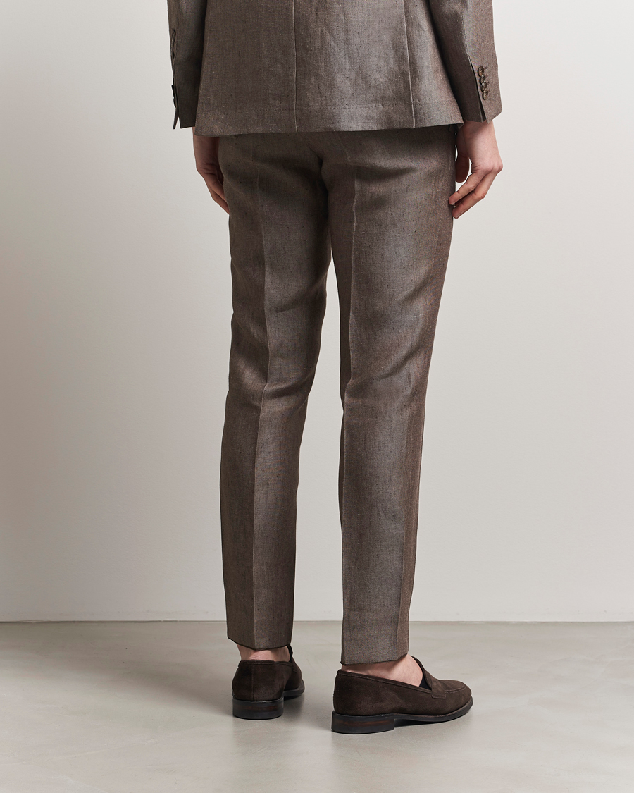 Hombres | Pantalones | Oscar Jacobson | Denz Linen Trousers Brown