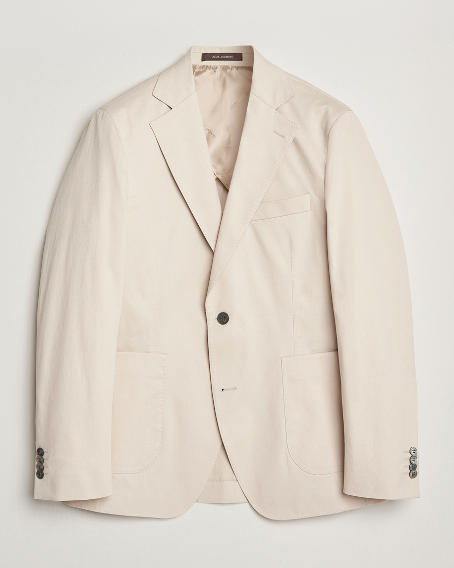 Hombres | Blazers | Oscar Jacobson | Ferry Patch Cotton Blazer Beige
