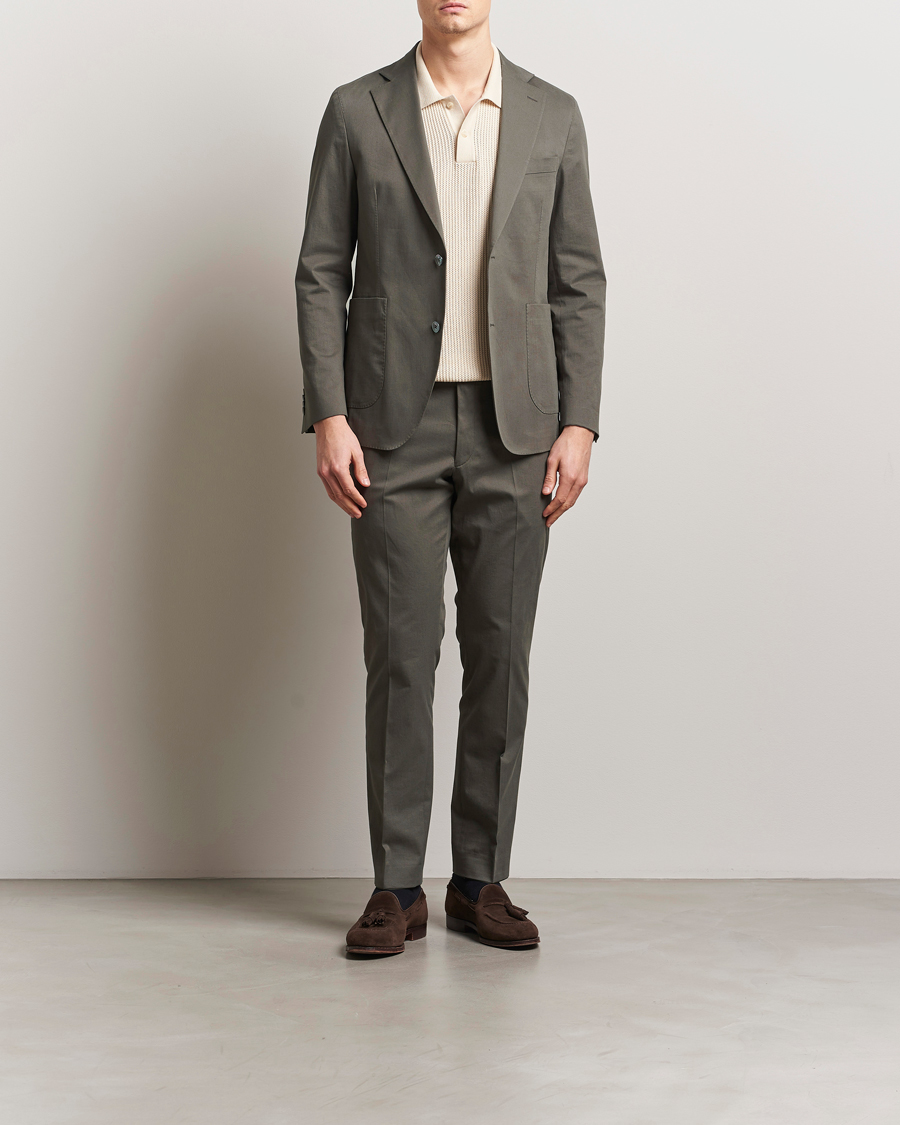 Hombres | Blazers | Oscar Jacobson | Ferry Patch Cotton Blazer Olive
