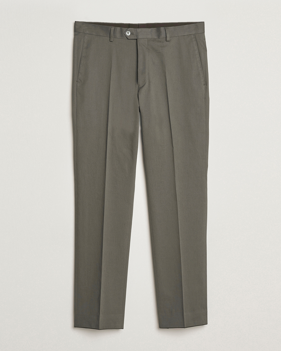 Hombres | Pantalones | Oscar Jacobson | Dandy Cotton Trousers Olive