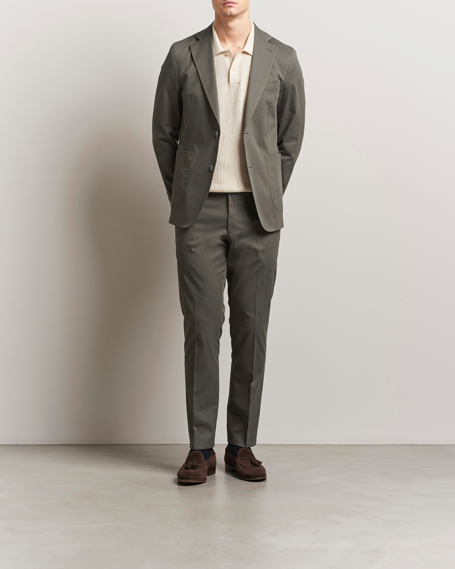 Hombres | Pantalones | Oscar Jacobson | Dandy Cotton Trousers Olive