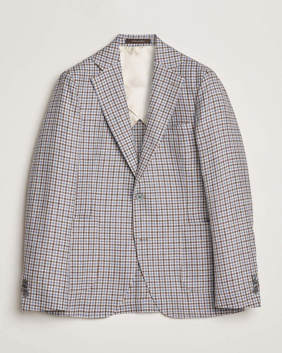 Hombres | Blazers | Oscar Jacobson | Ferry Soft Patch Pocket Cotton/Linen Blazer Blue