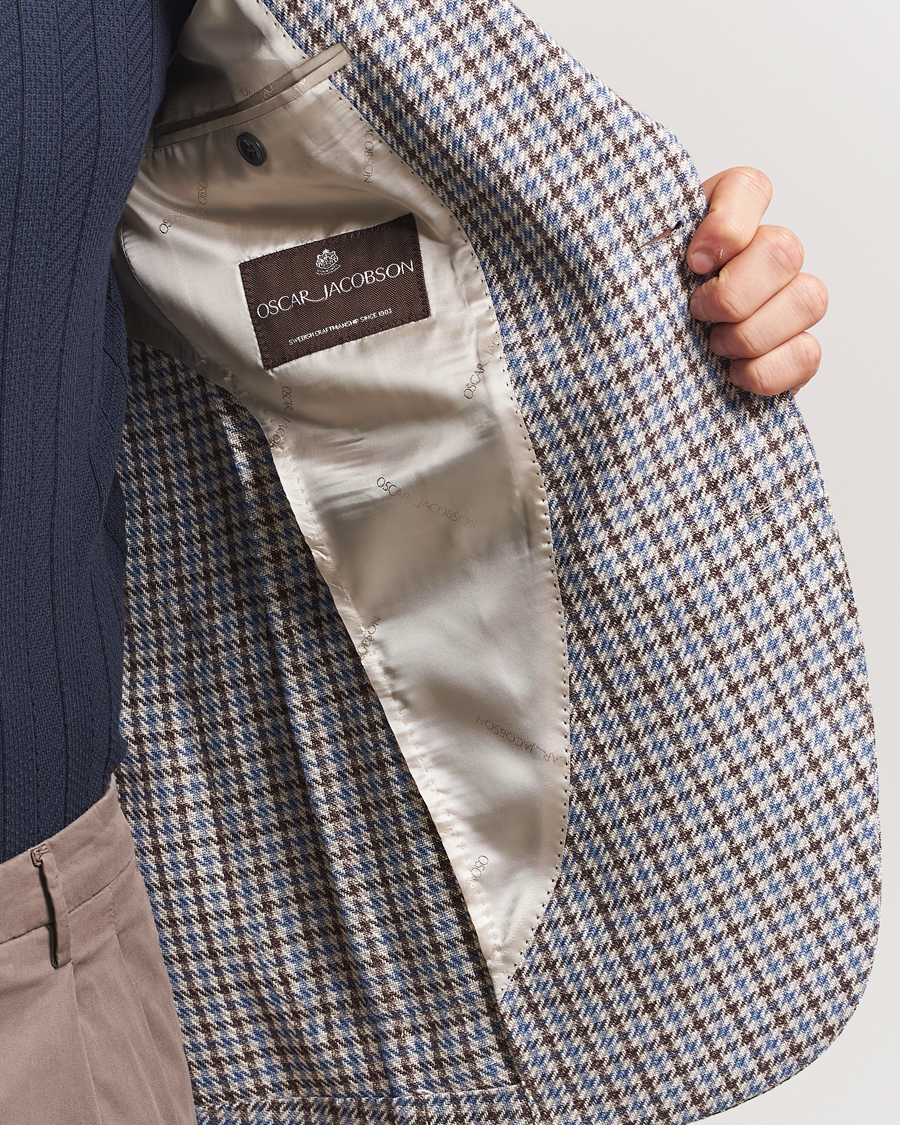 Hombres | Blazers | Oscar Jacobson | Ferry Soft Patch Pocket Cotton/Linen Blazer Blue