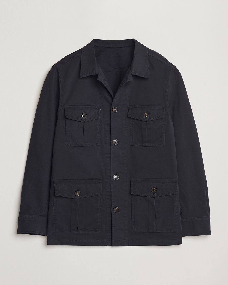 Hombres | Camisas | Oscar Jacobson | Safari Shirt Jacket Navy