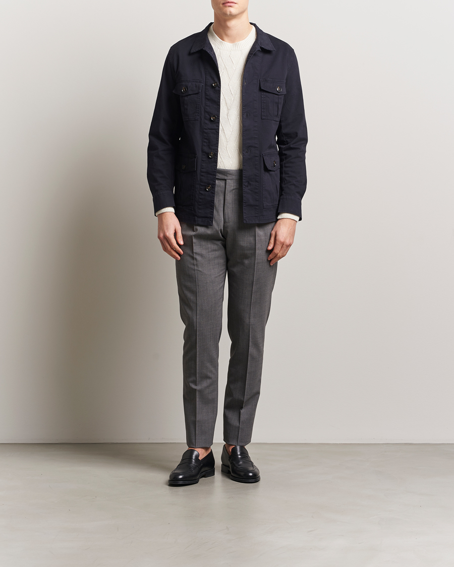 Hombres | Camisas | Oscar Jacobson | Safari Shirt Jacket Navy