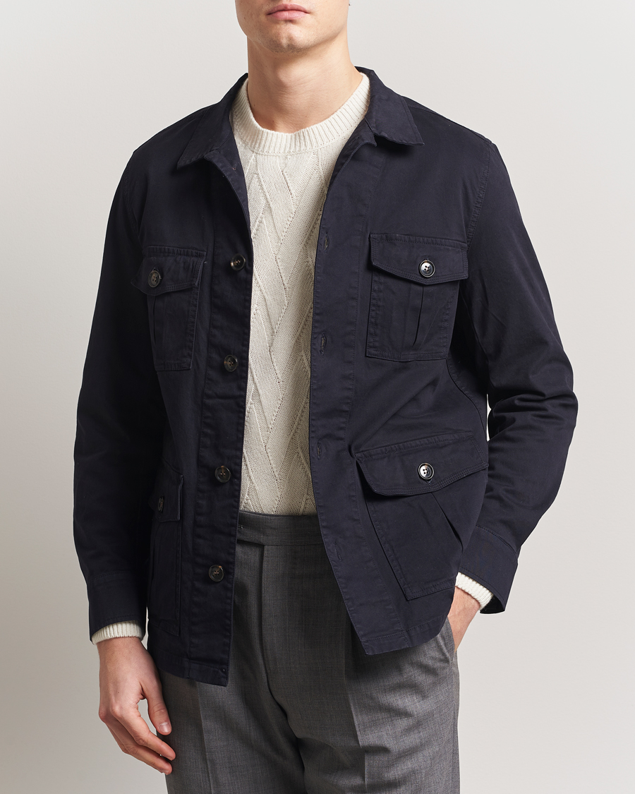 Hombres | Camisas | Oscar Jacobson | Safari Shirt Jacket Navy