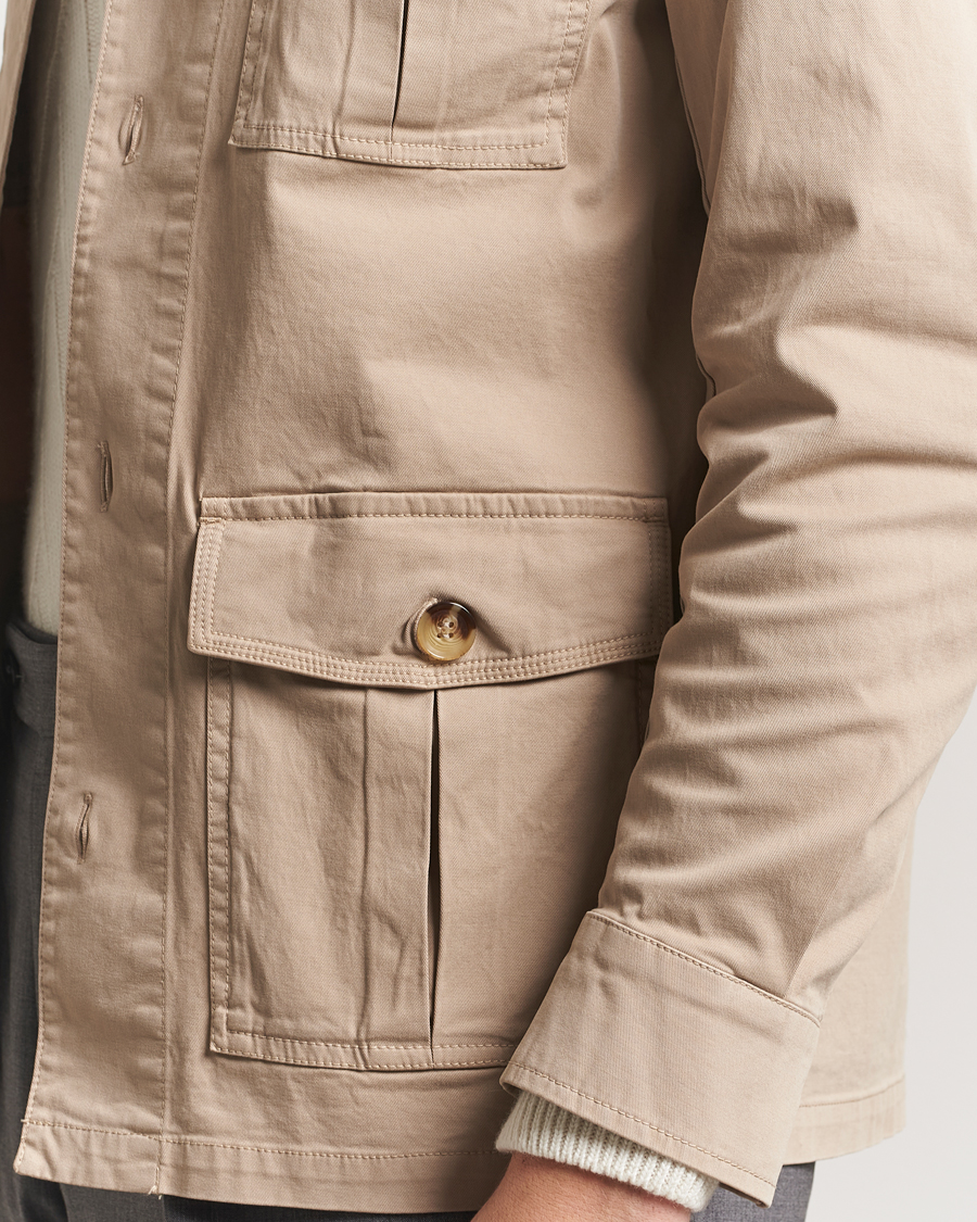 Hombres | Camisas | Oscar Jacobson | Safari Cotton Shirt Jacket Beige