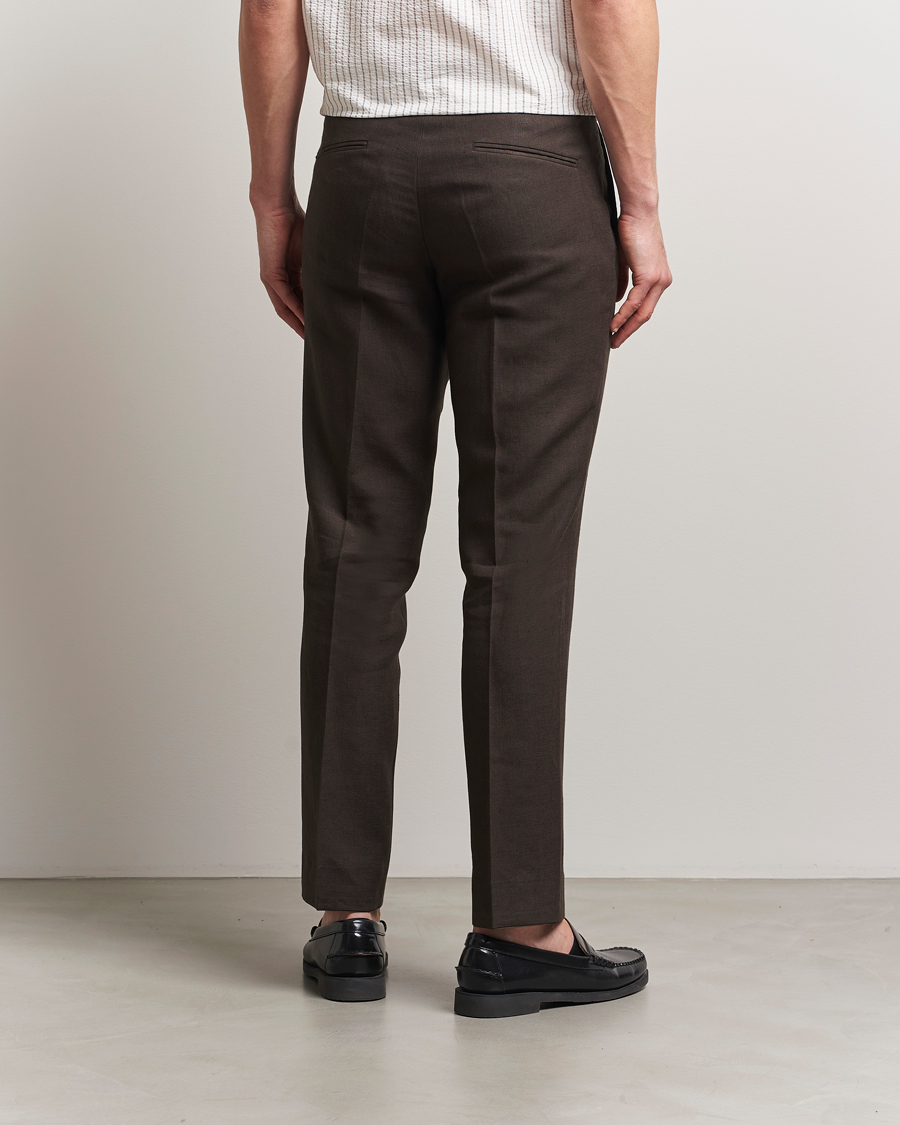 Hombres | Pantalones | Oscar Jacobson | Dandy Linen Trousers Brown