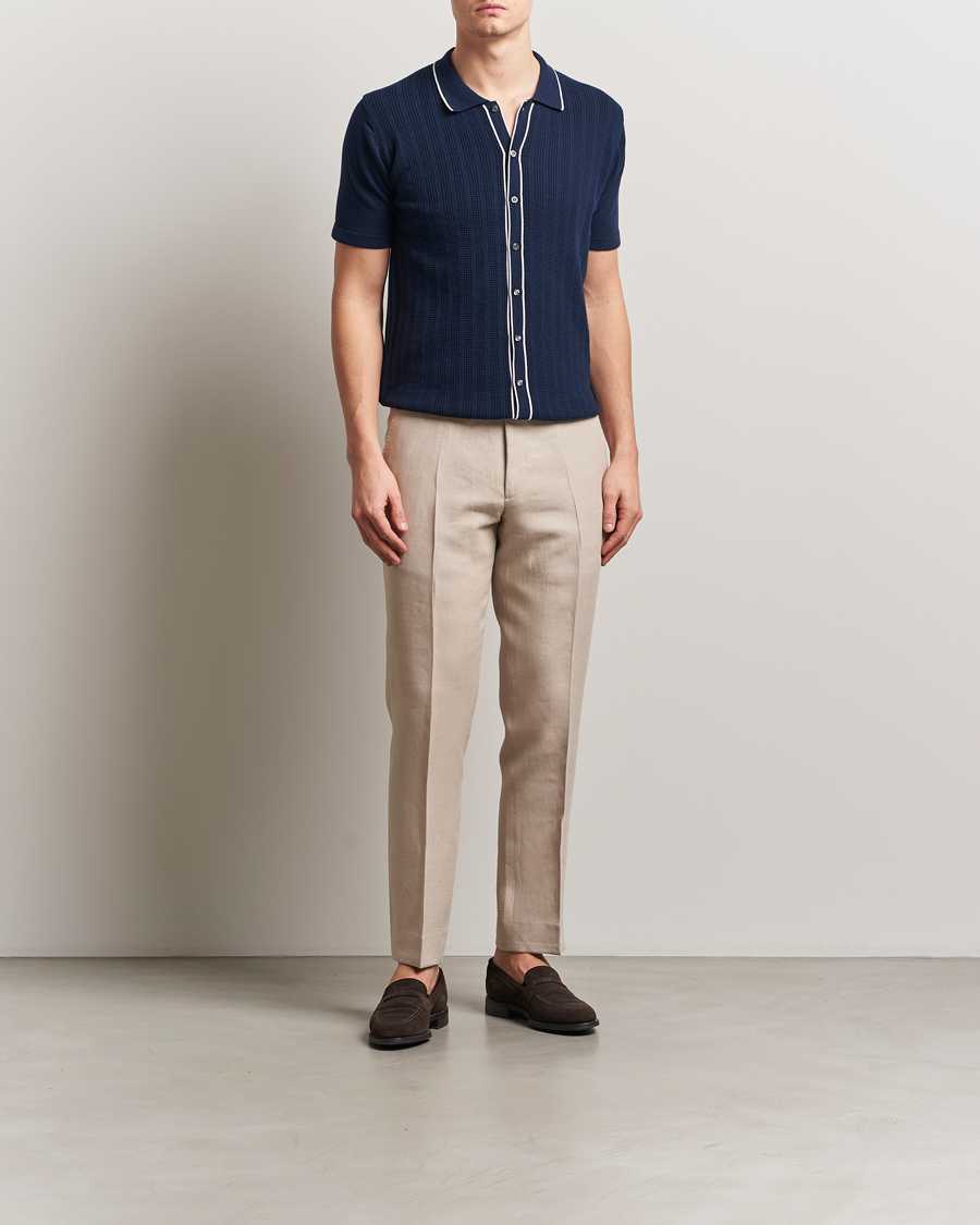 Hombres | Pantalones | Oscar Jacobson | Dandy Linen Trousers Beige