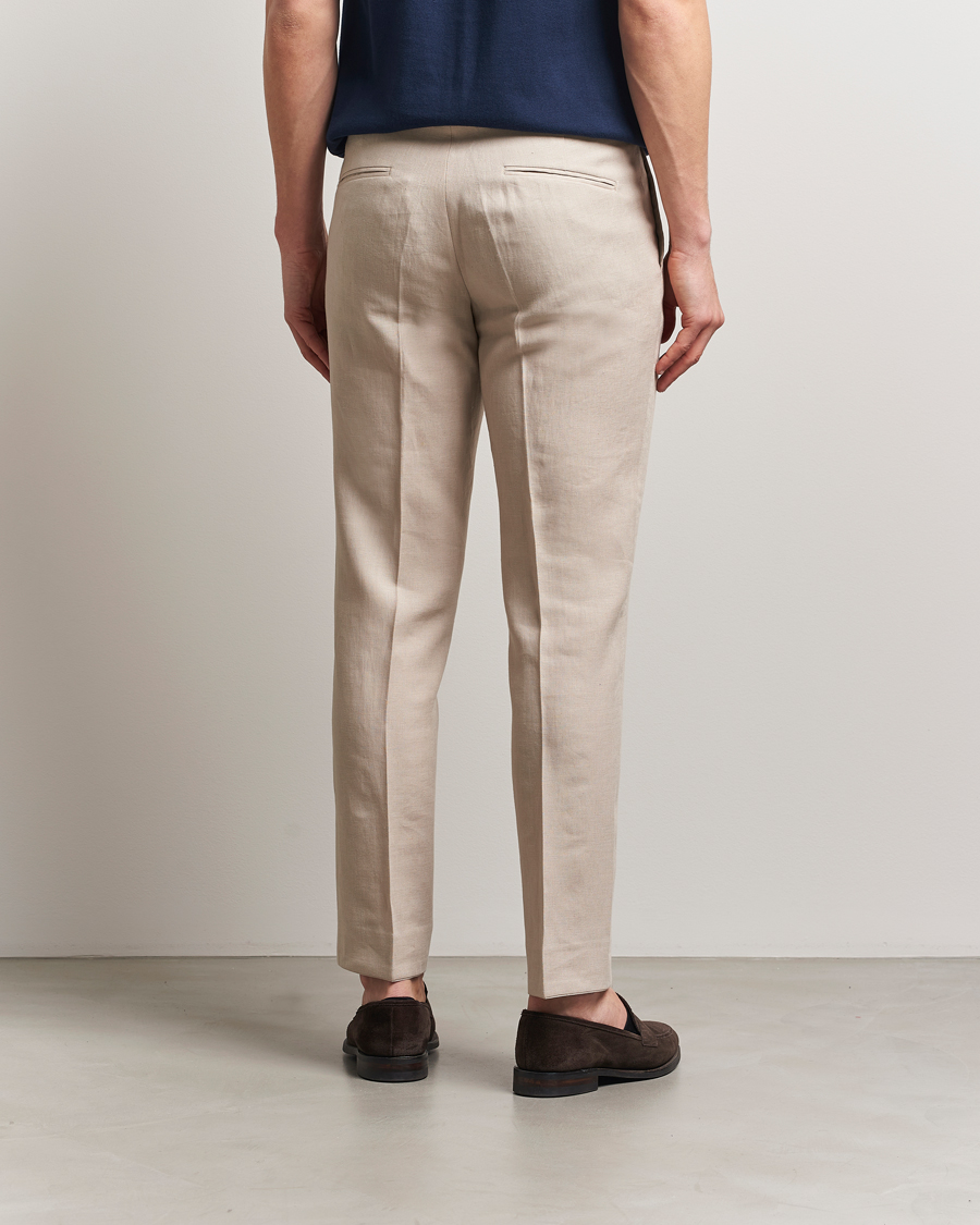 Hombres | Pantalones | Oscar Jacobson | Dandy Linen Trousers Beige