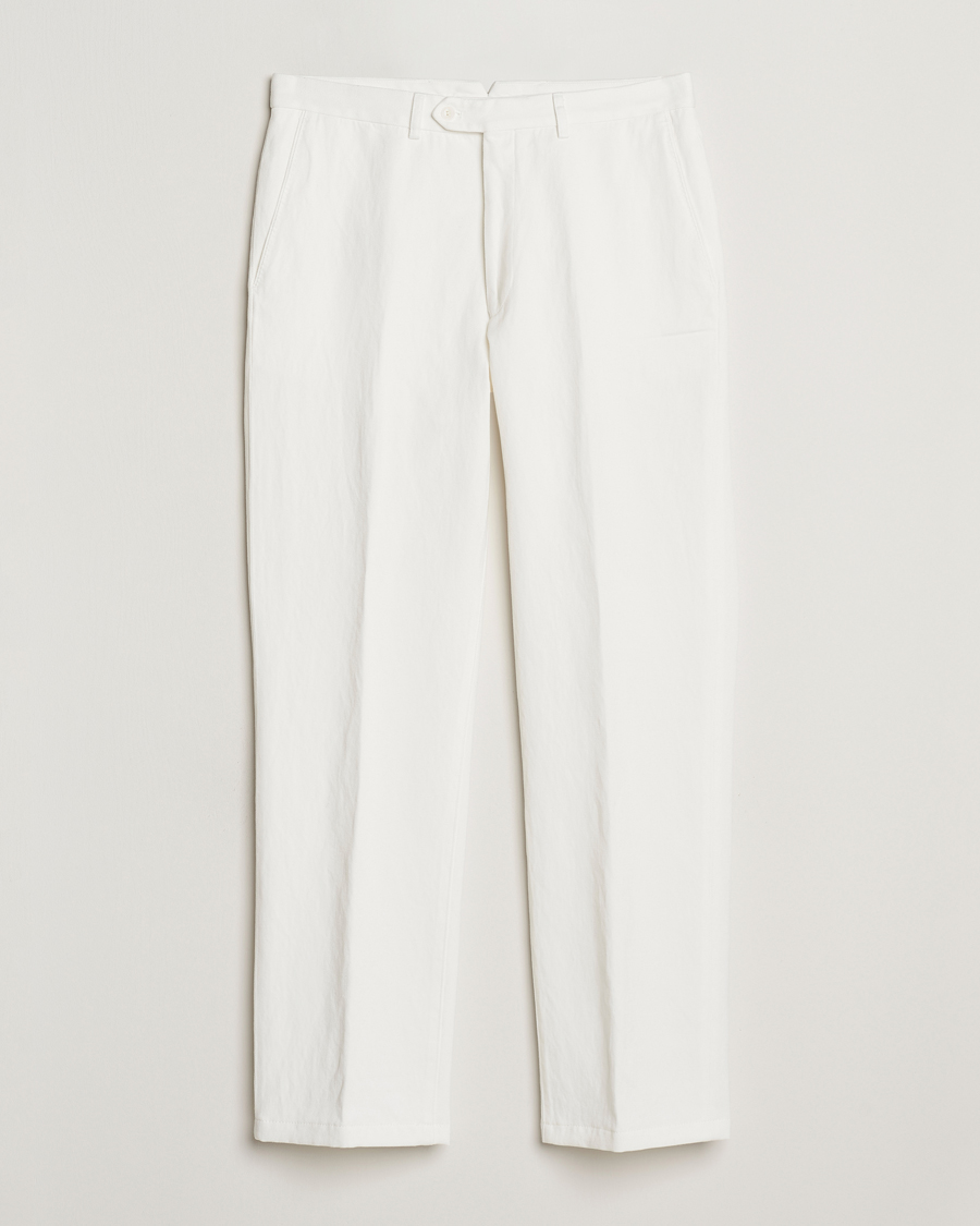 Hombres | Pantalones | Oscar Jacobson | Del Cotton/Linen Trousers White