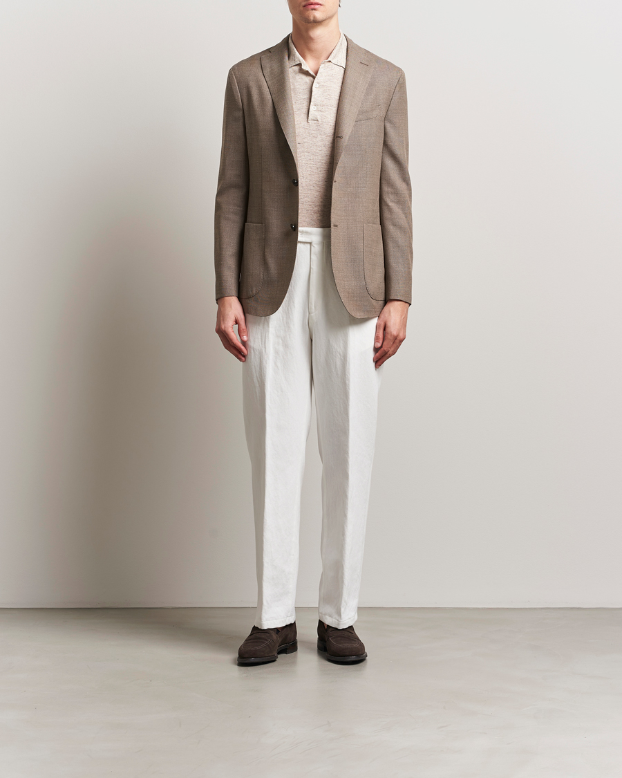 Hombres | Pantalones | Oscar Jacobson | Del Cotton/Linen Trousers White