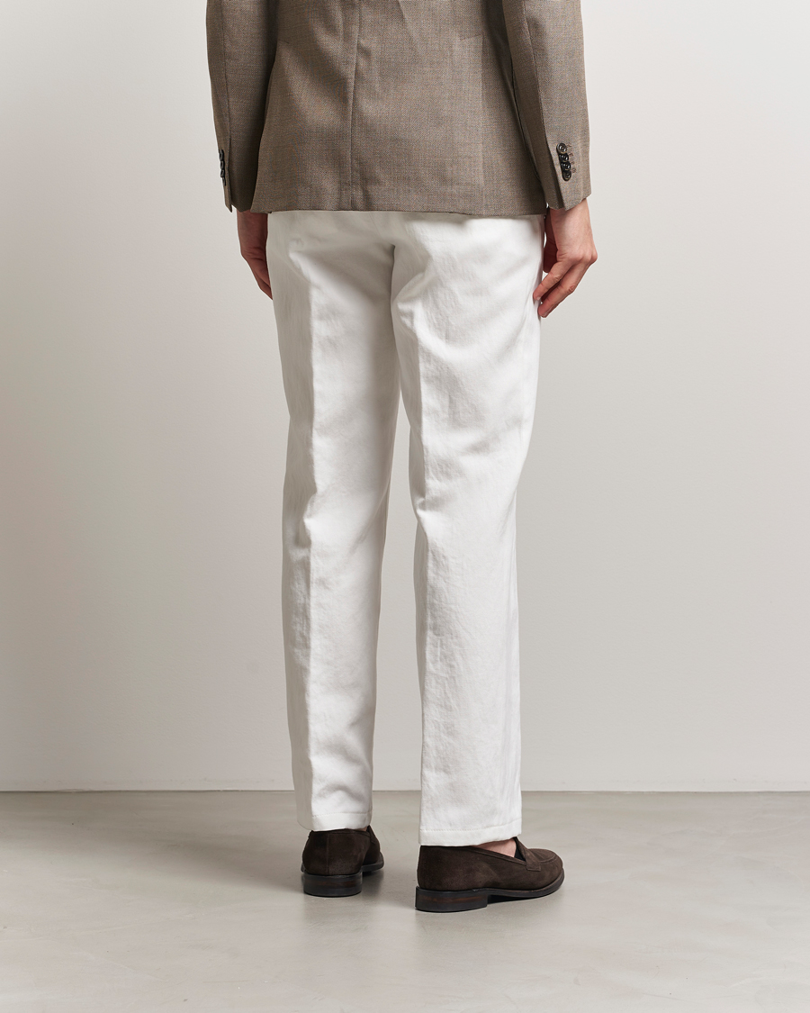 Hombres | Pantalones | Oscar Jacobson | Del Cotton/Linen Trousers White