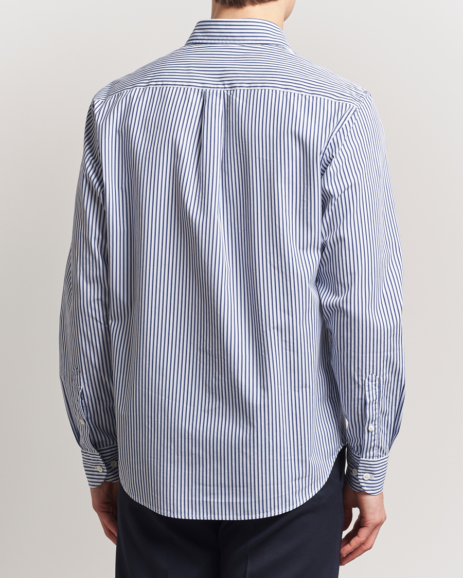 Hombres | Camisas | Oscar Jacobson | Wide Spread Washed Stripe Shirt White/Blue