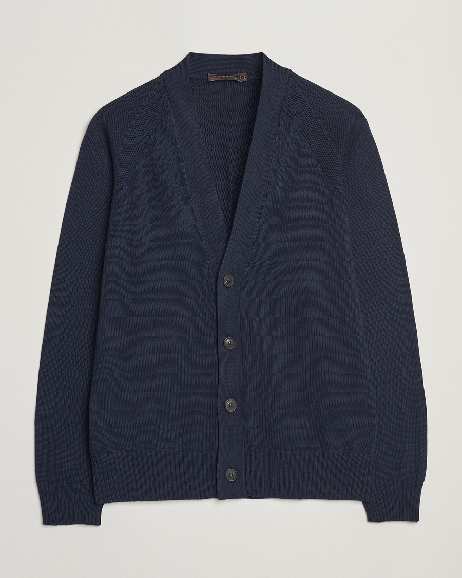 Hombres | Jerséis y prendas de punto | Oscar Jacobson | Hover Cotton Cardigan Navy