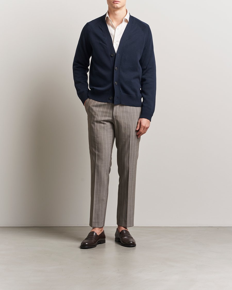 Hombres | Jerséis y prendas de punto | Oscar Jacobson | Hover Cotton Cardigan Navy
