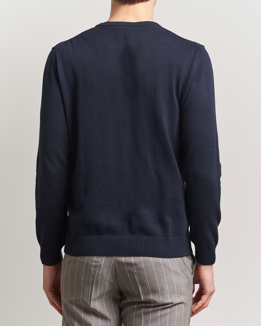 Hombres | Jerséis y prendas de punto | Oscar Jacobson | Blake Knitted Cotton Crew Navy