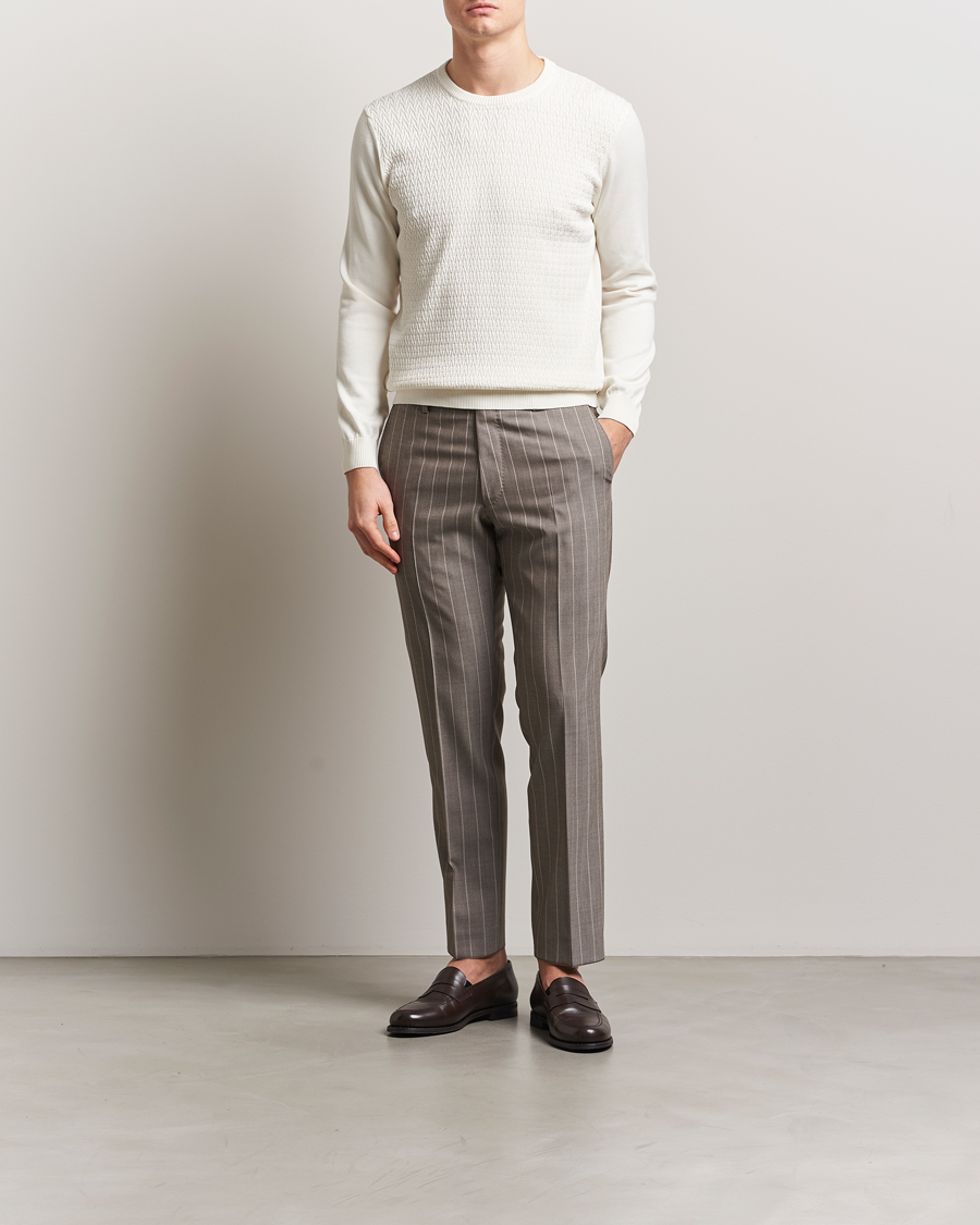 Hombres | Jerséis y prendas de punto | Oscar Jacobson | Blake Knitted Cotton Crew White