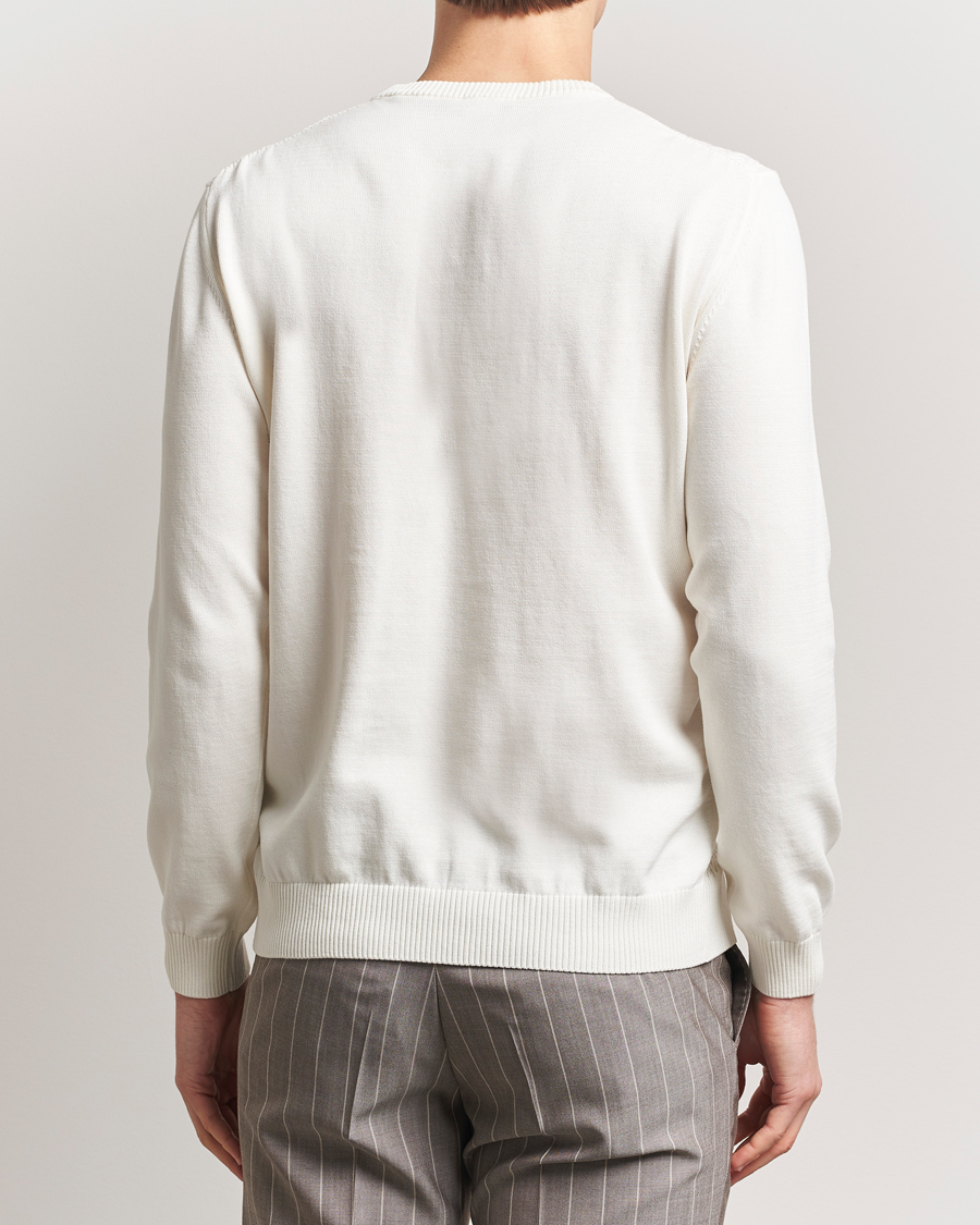 Hombres | Jerséis y prendas de punto | Oscar Jacobson | Blake Knitted Cotton Crew White